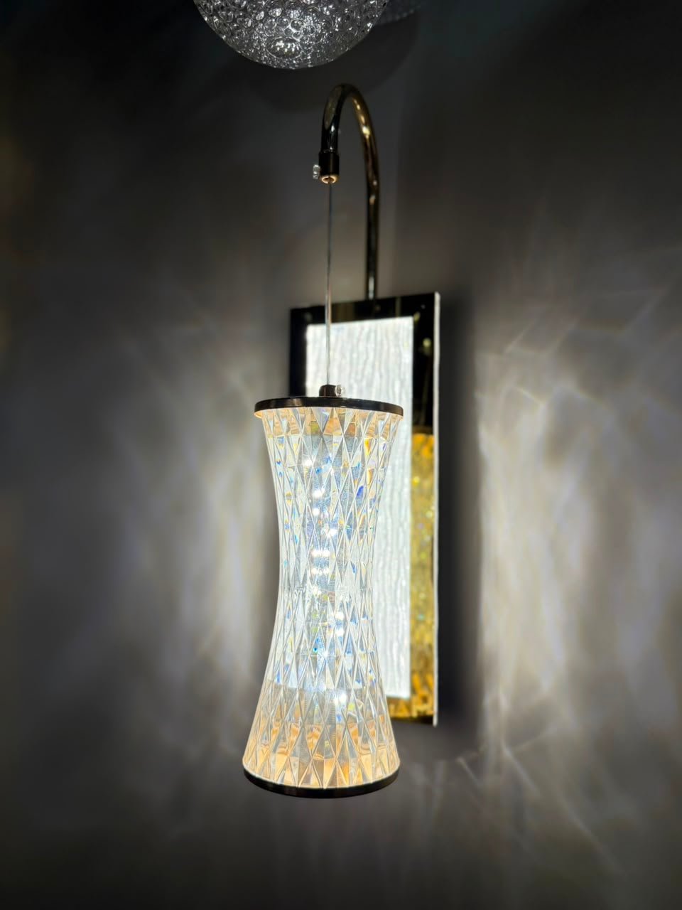 Crystal Bell Shade Gold Wall Lamp