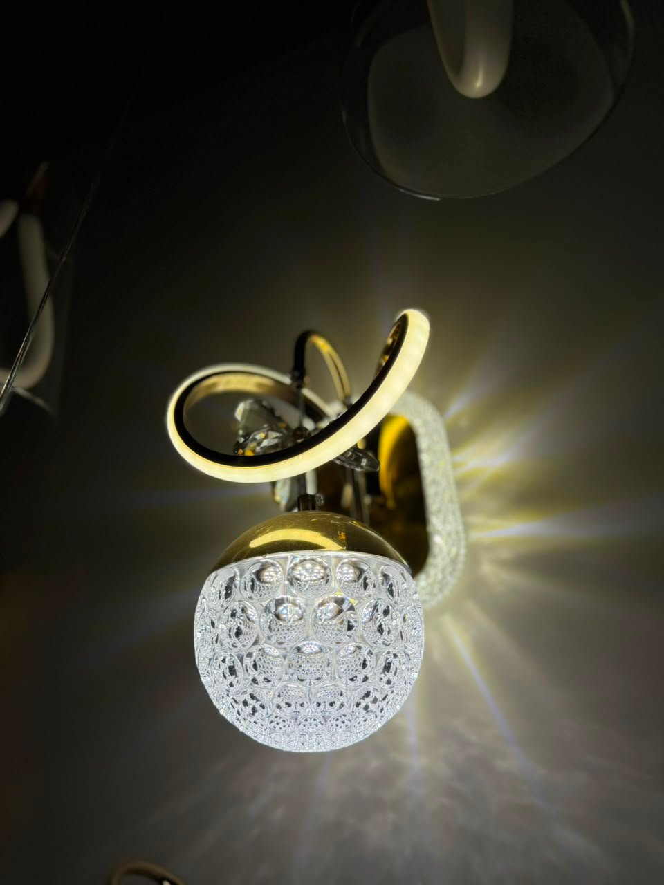 Modern Crystal Dome Gold Wall Lamp